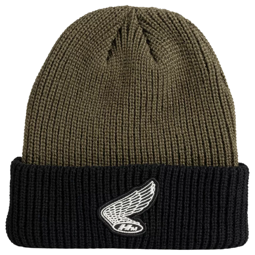 HONDA HTG VINTAGE WING BEANIE OLIVE/BLACK