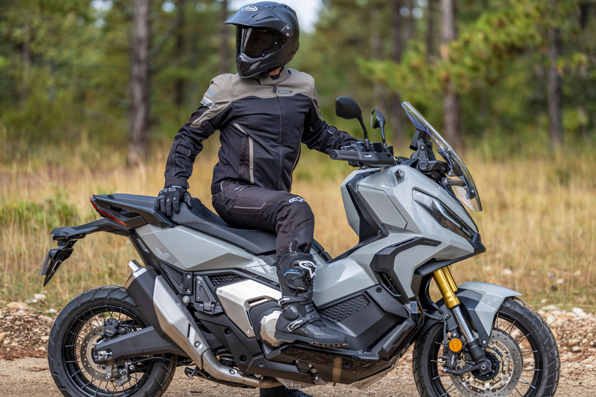 XADV on the edge of the road. ADV750 Honda Motorcycles
